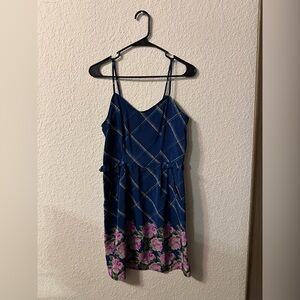 Floral bottom, dark blue patterned dress with pockets!!